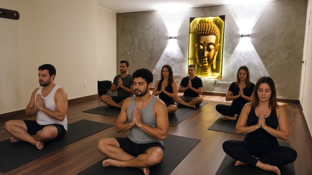 Om no yoga: som, símbolo e aula